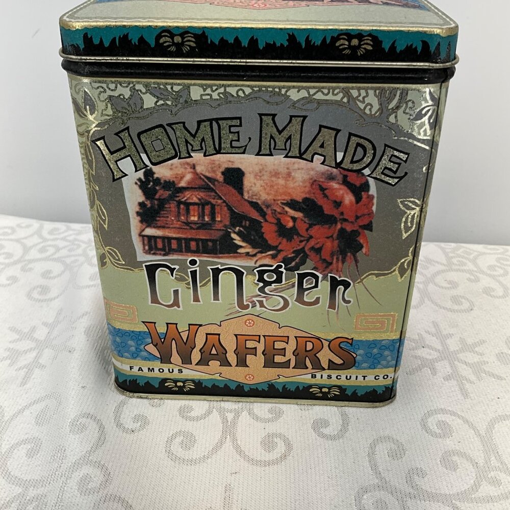 Home Made Ginger Wafers Tin Box Famous Biscuit Co. Collectible Storage Container